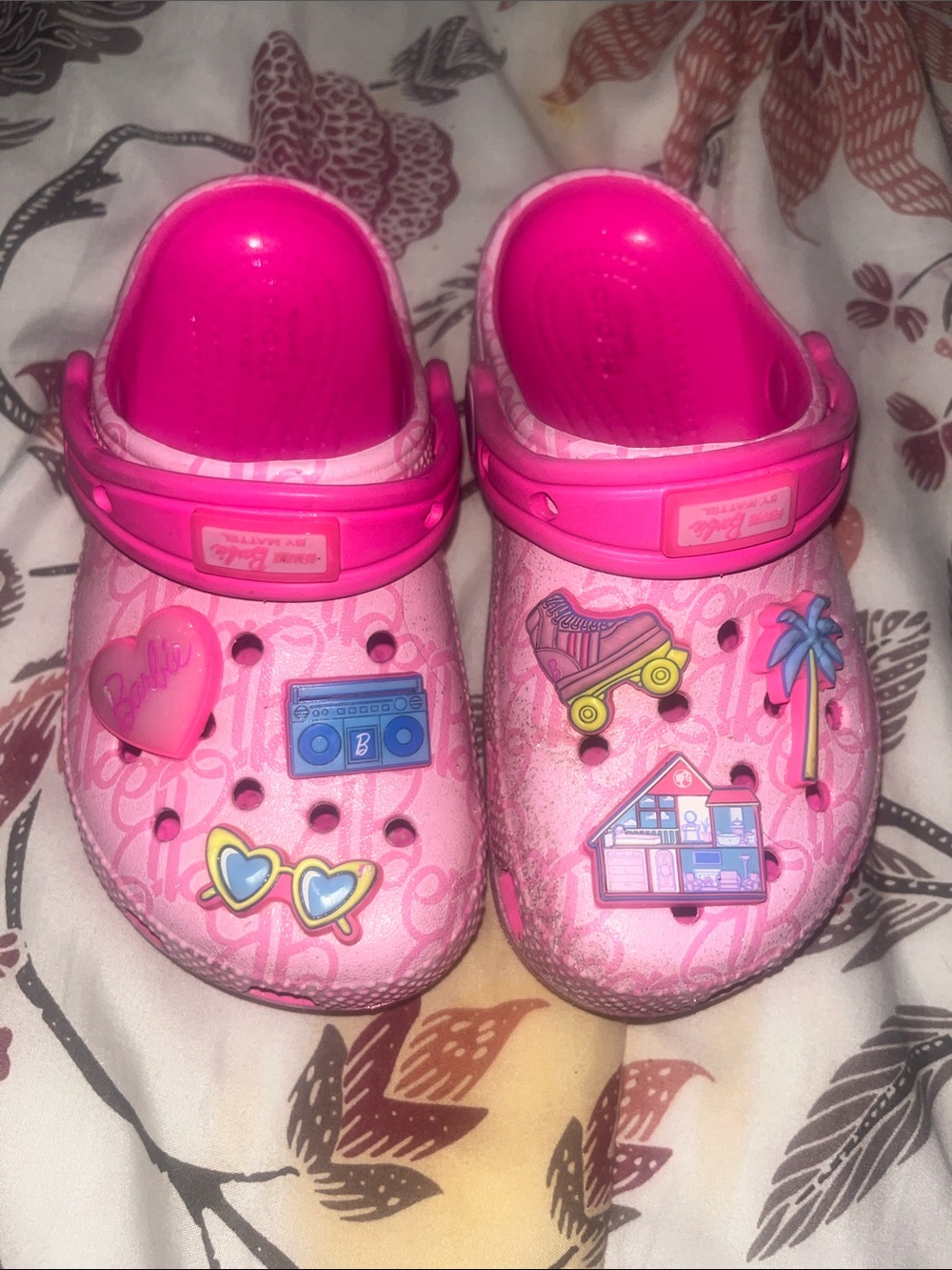 Crocs Girls' Pink Slip-On Clog Shoes with Fun Charms